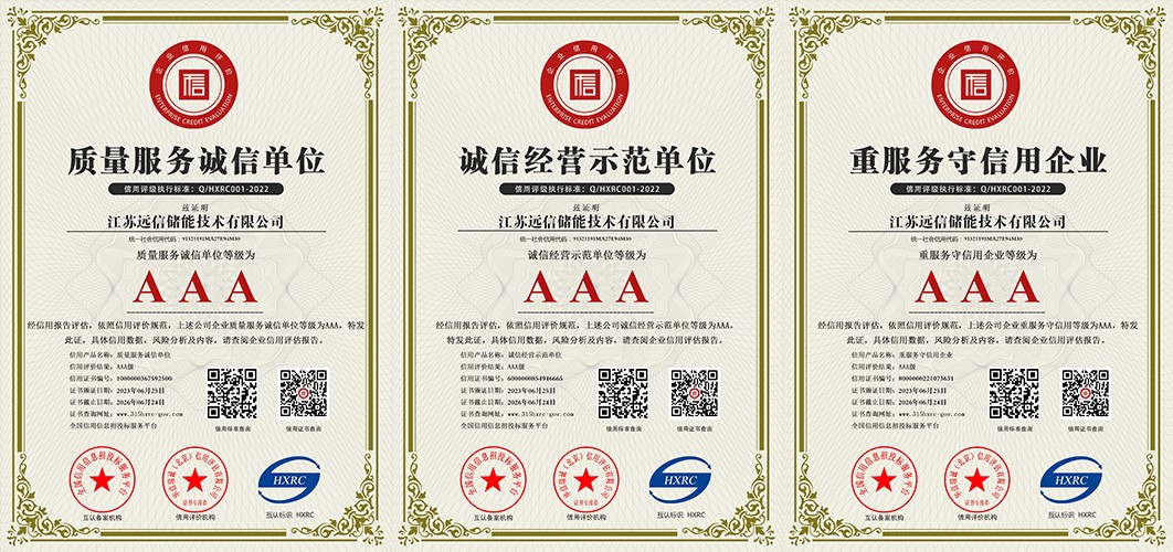 杏鑫娱乐储能下属子公司获评“3A级信用企业”等多项证书